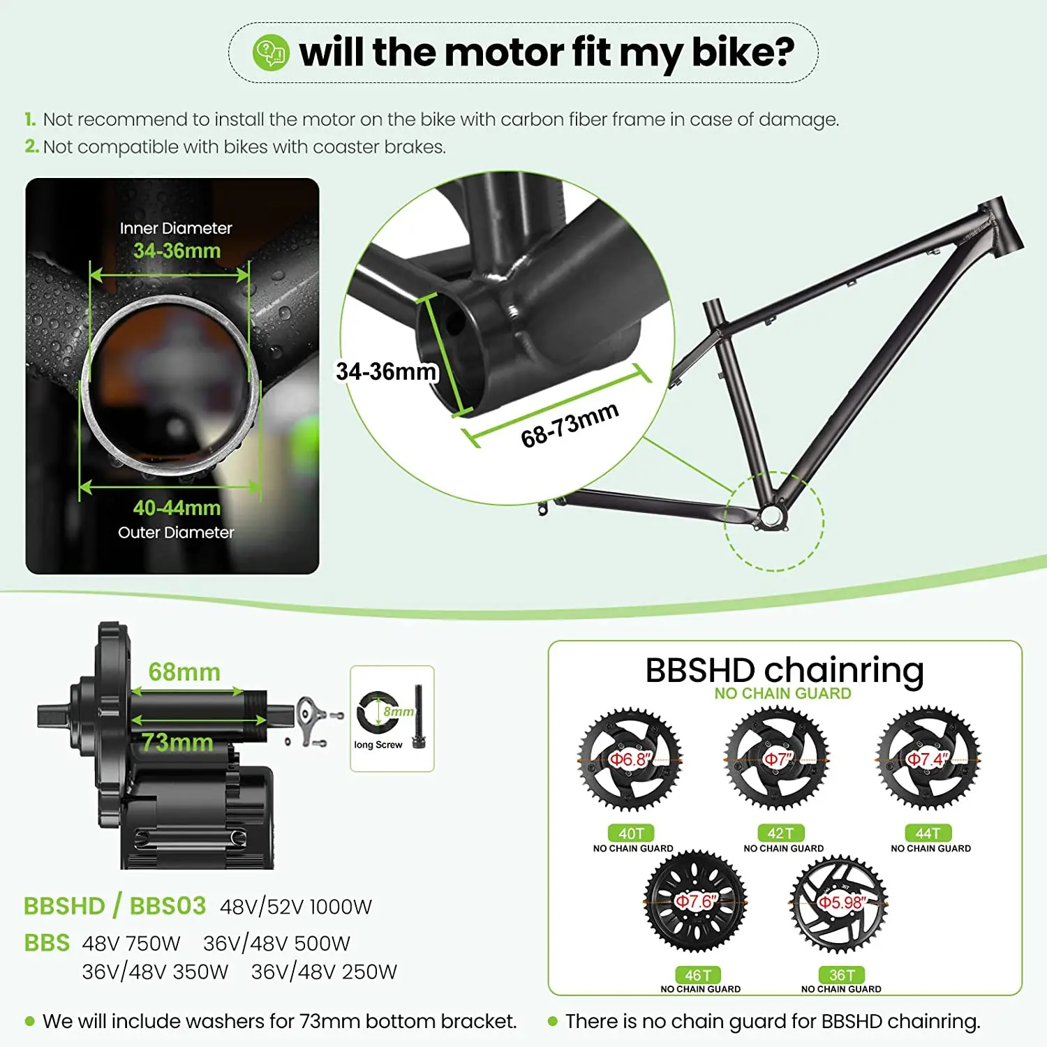 Bafang G320 48V 52V 1000W BBSHD Mid Drive Motor Conversie Kits met Geïntegreerde Controller BB 68mm 100mm 120mm voor Ebike