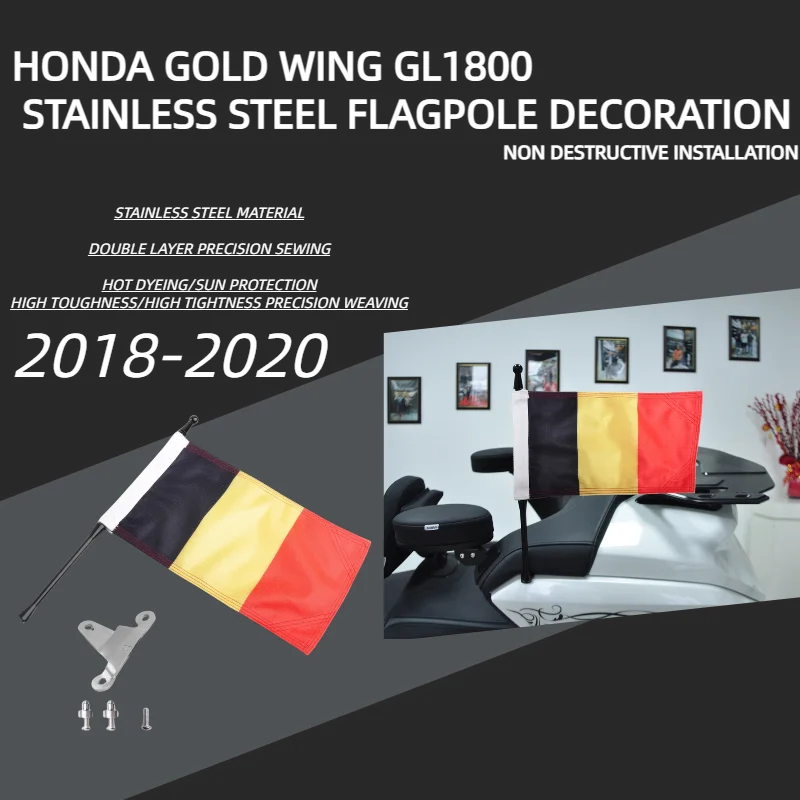 PANICAL GoldWing GL1800 Motorrad Tour Fahnenmast für Honda Motorrad Flagge Gruppe Belgien Fahnenmast Motocross Flagge 2018-2020