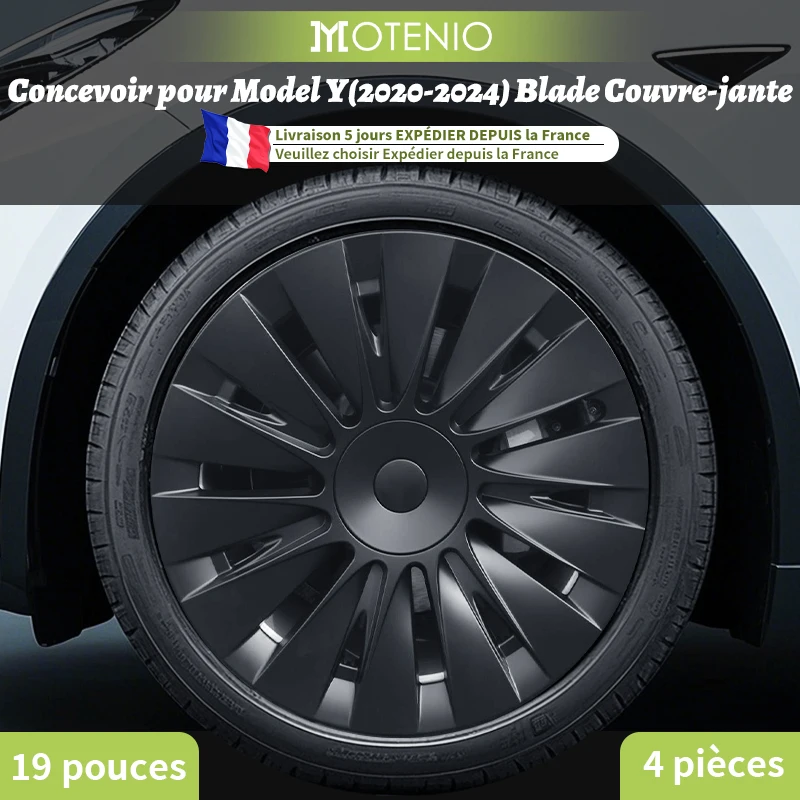 Couvercle de roue de lame à couverture complète pour véhicule TESLA modèle Y 2020 – 20224, 4 pièces, 19 pouces, enjoliveurs, accessoires automobiles