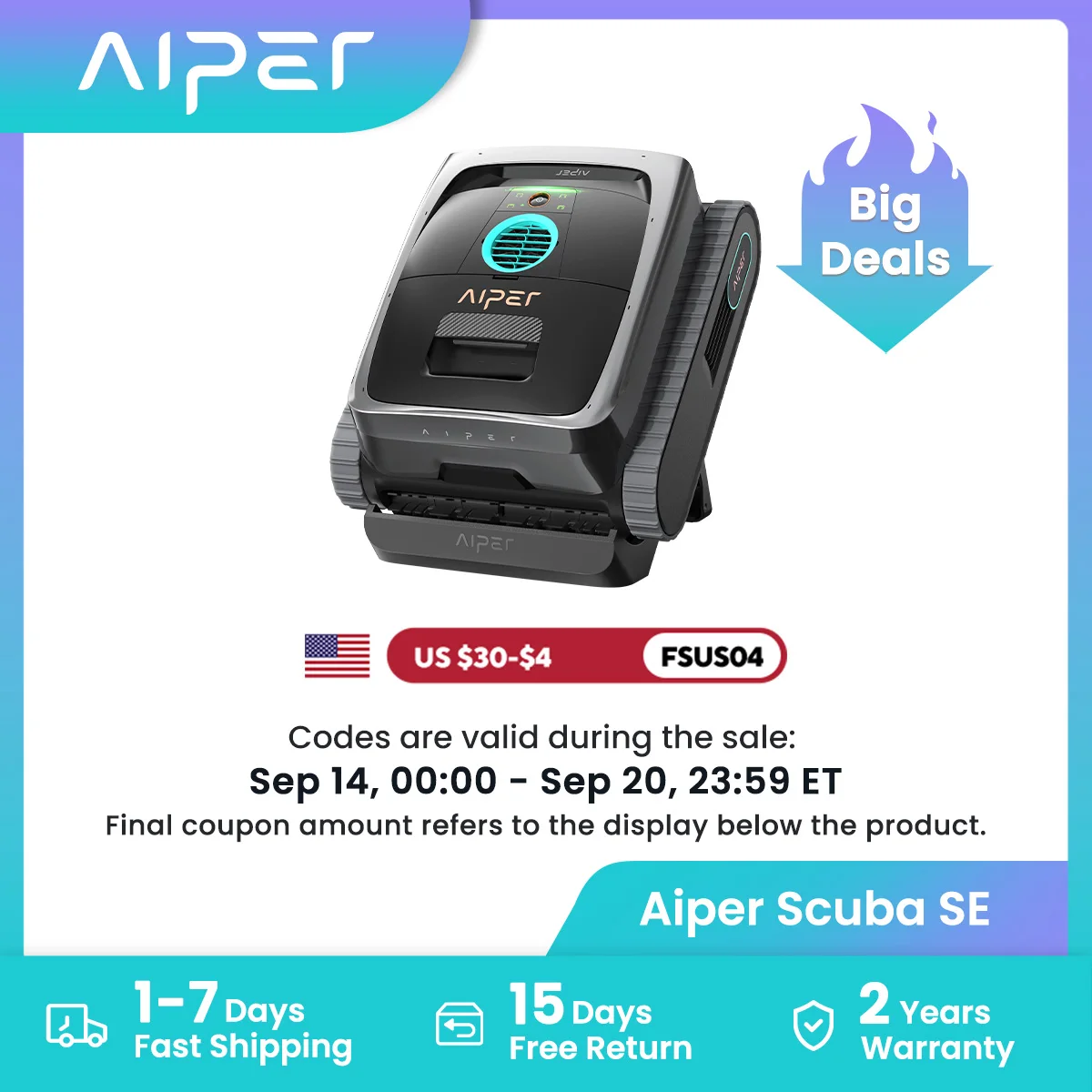 Refurbished AIPER Scuba V3 AI Vision Cordless Robotic Pool Cleaner, Include Wireless Charging Dock, Smart Waterline Parking & Featherlight Design, Micromesh Multi-Layer Filtration
