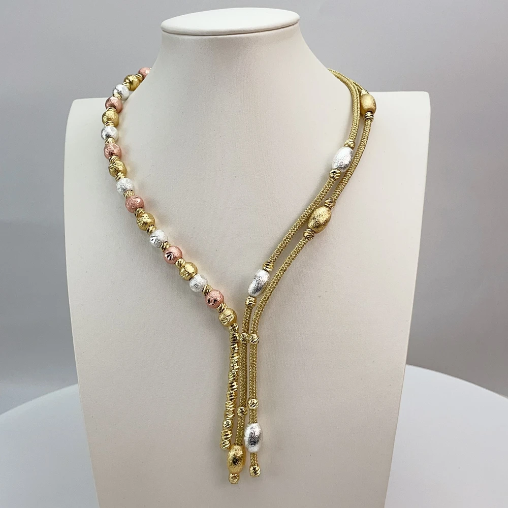 EMMA موضة دبي مطلية بالذهب الخرز القلائد أقراط خواتم مجموعات المجوهرات الجميلة للنساء هدايا مجوهرات الزفاف FHK21414 #3