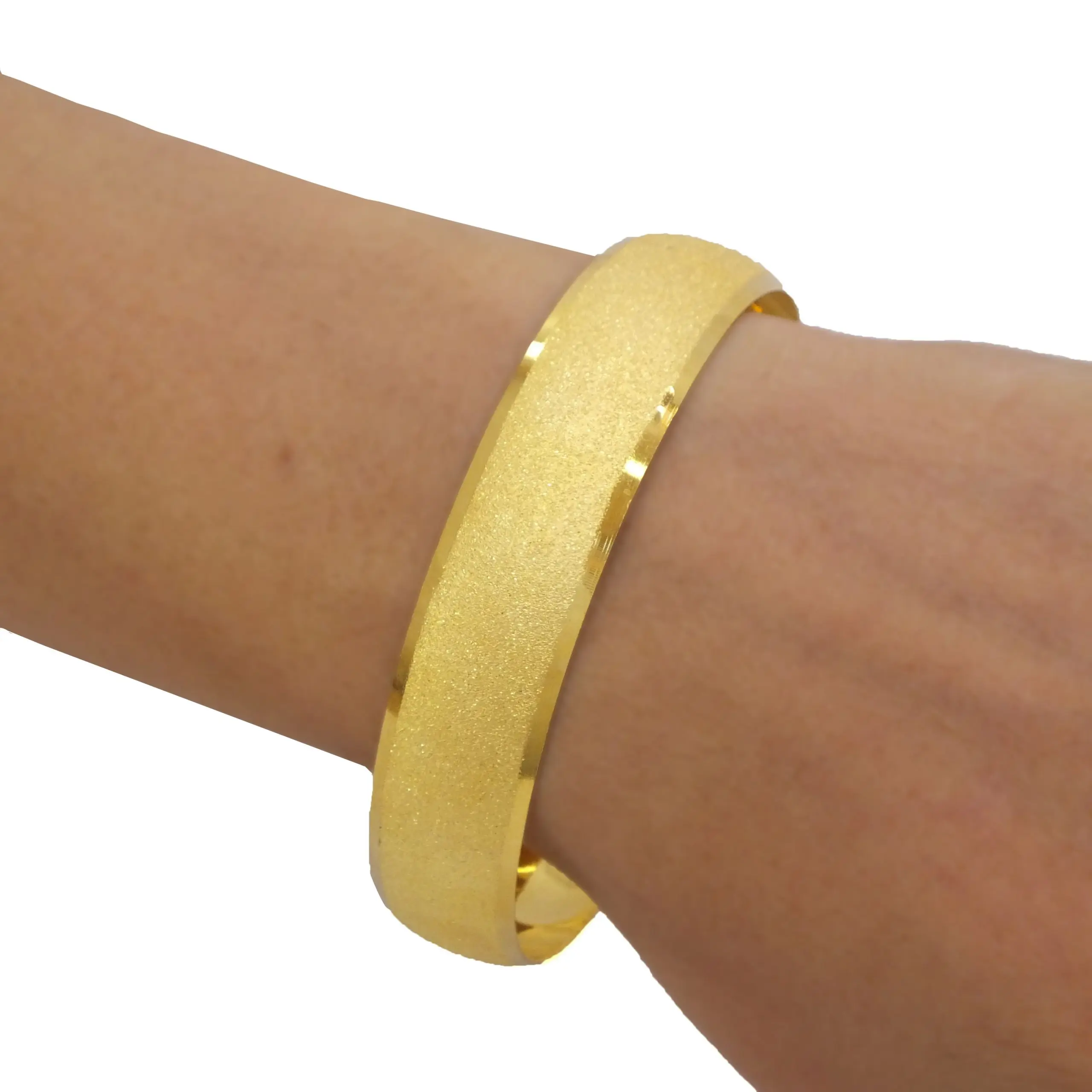 Pulsera chapada en oro plateado para mujer, brazalete de 22 quilates, 1,5 Cm, acero inoxidable, joyería elegante etíope, 2023