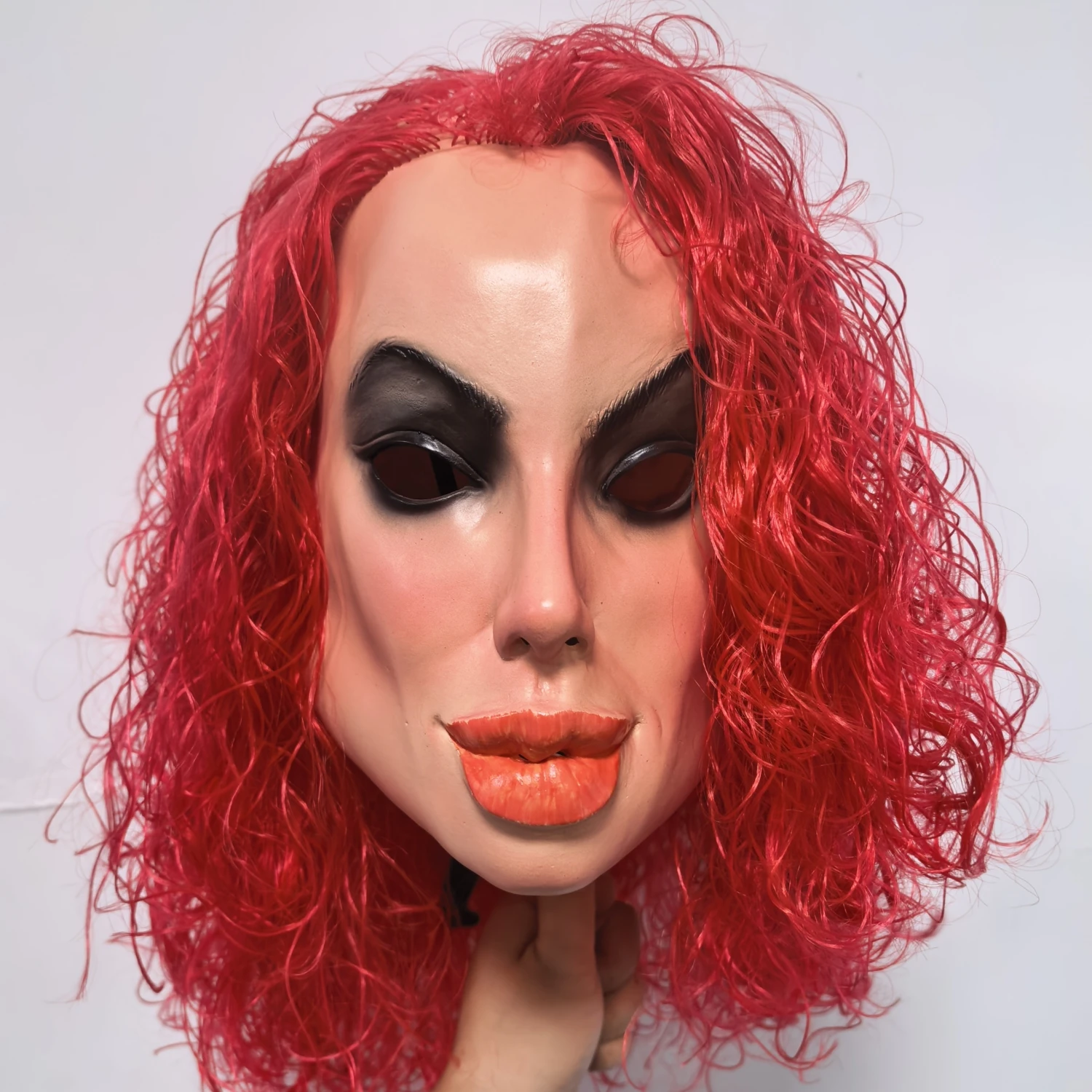 Unisxe Sexy Angelina Human Face Celebrity Mask Famous Actress Rubber Latex Realistic Young Girl Party Prop with Wig Accessory