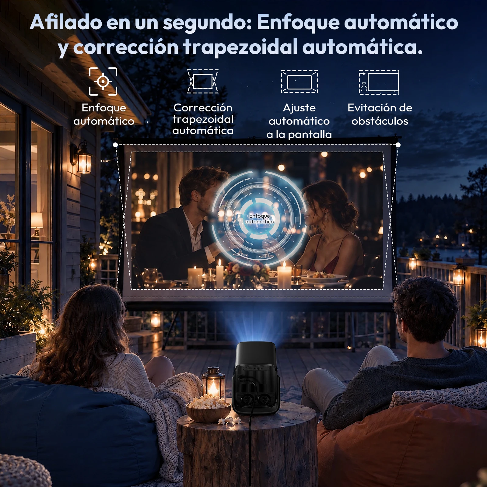 Proyector XGODY 1000 ANSI 4K Android 14 de corta distancia con enfoque automático, corrección trapezoidal 4D, WIFI6, BT5.4, cine en casa