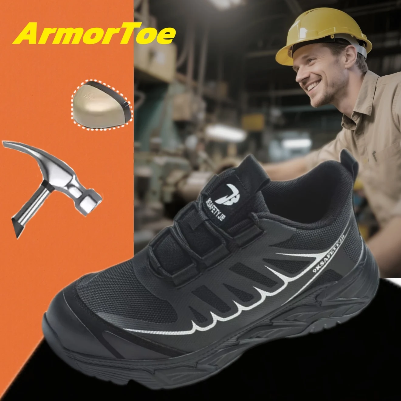 

ArmorToe Safety Shoes Steel Toe Work Shoes Abrasion Resistant Iron Chip Anti Smash Anti Puncture Comfortable Sneakers #Armor2770