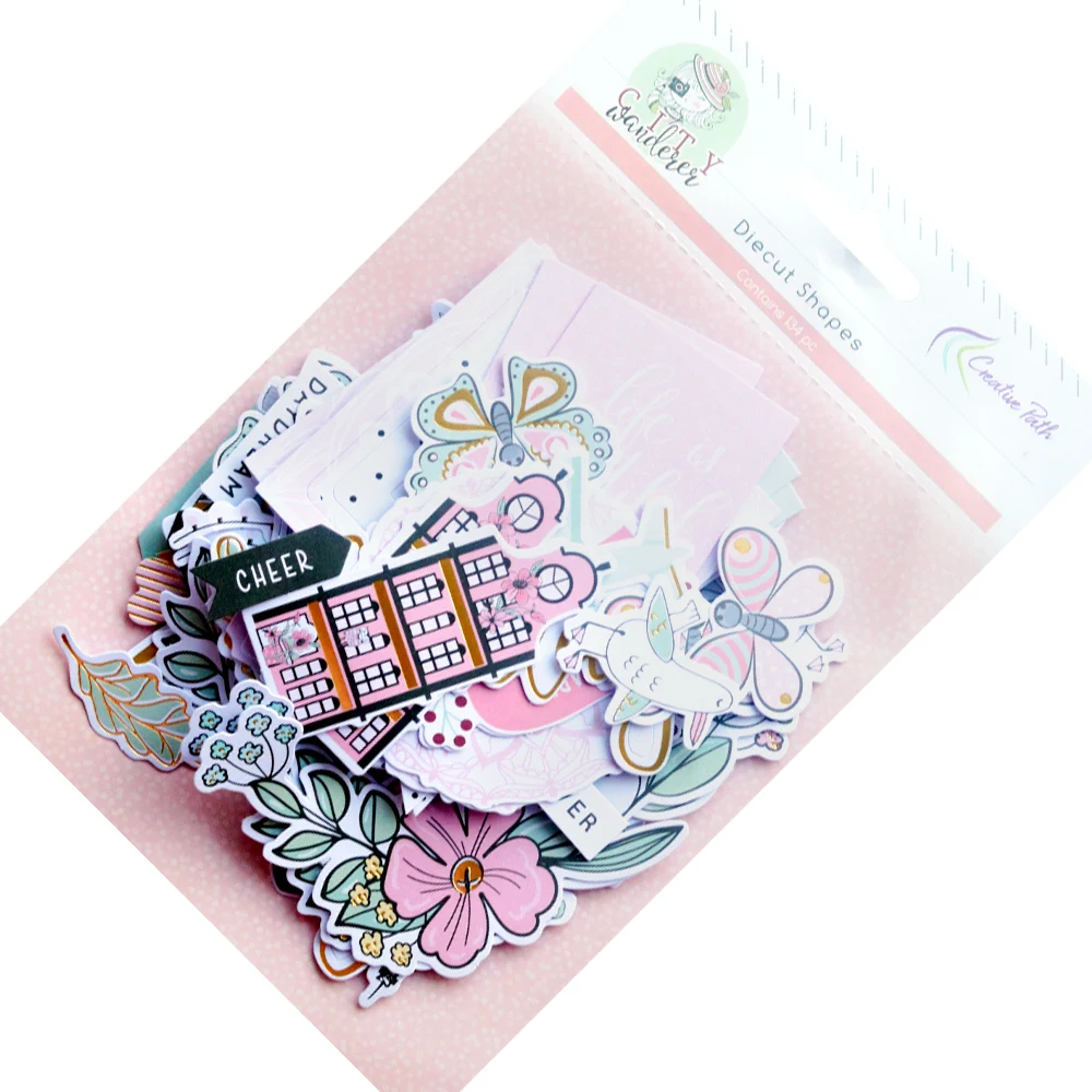 Creative Path 134-teiliges Scrapbooking-Set mit Stanzformen, Ephemera, Stadt-, Kamera- und Blumenmotiven, Papierstanzformen, Verzierungen für Journaling und Kartengestaltung – Detail 8