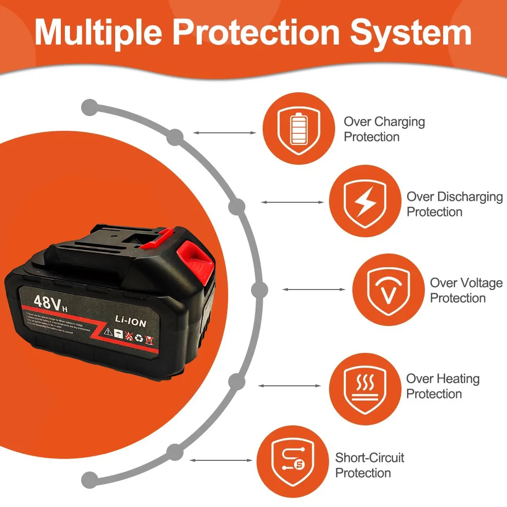 21V Rechargeable Lithium Battery 48VF 12000mAh Battery High Capacity Power Tool Replacement Battery for Chainsaw Wrench Scissors