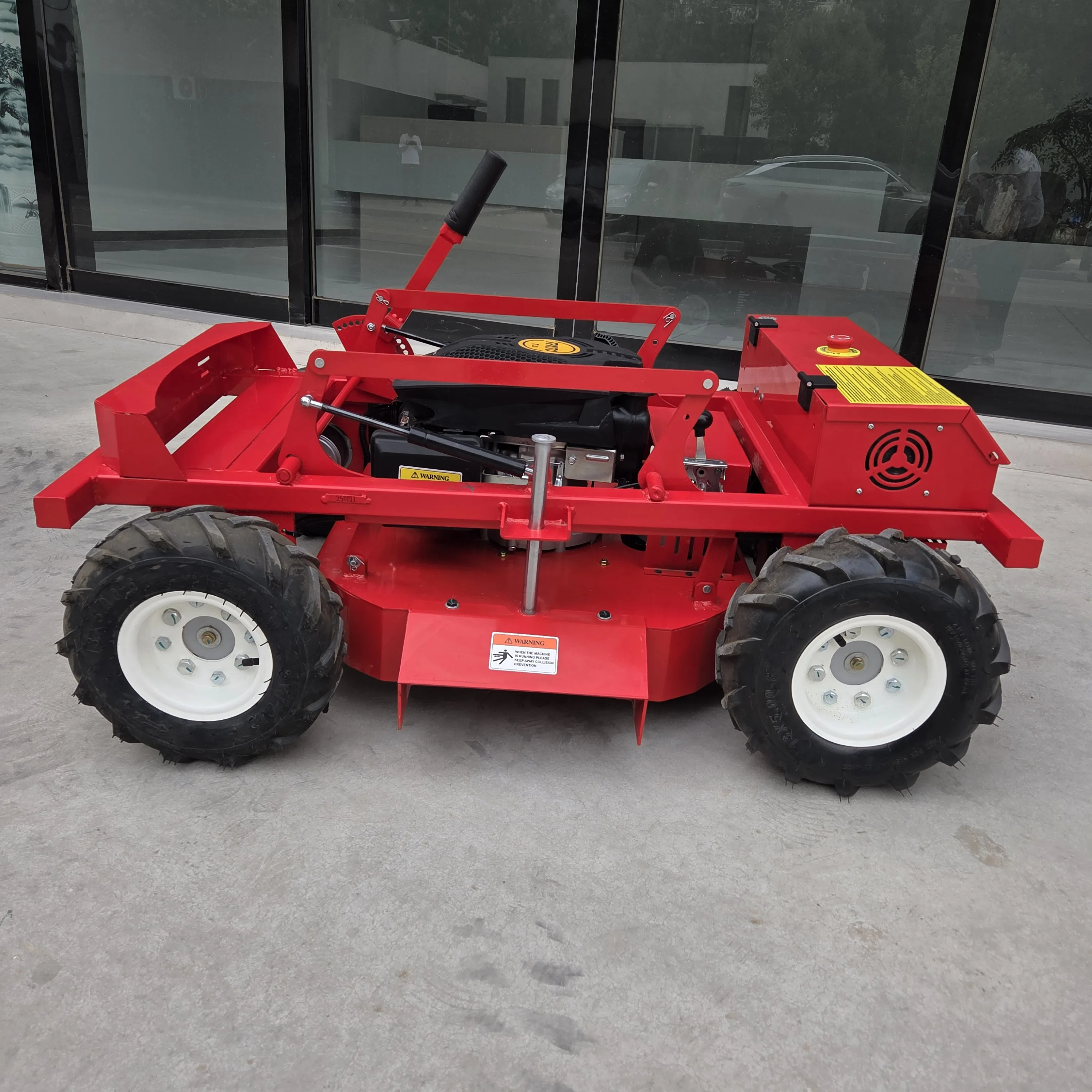 ¡Control remoto inteligente + energía de gasolina! Cortacésped autopropulsado, ¡un botón para liberar sus manos!