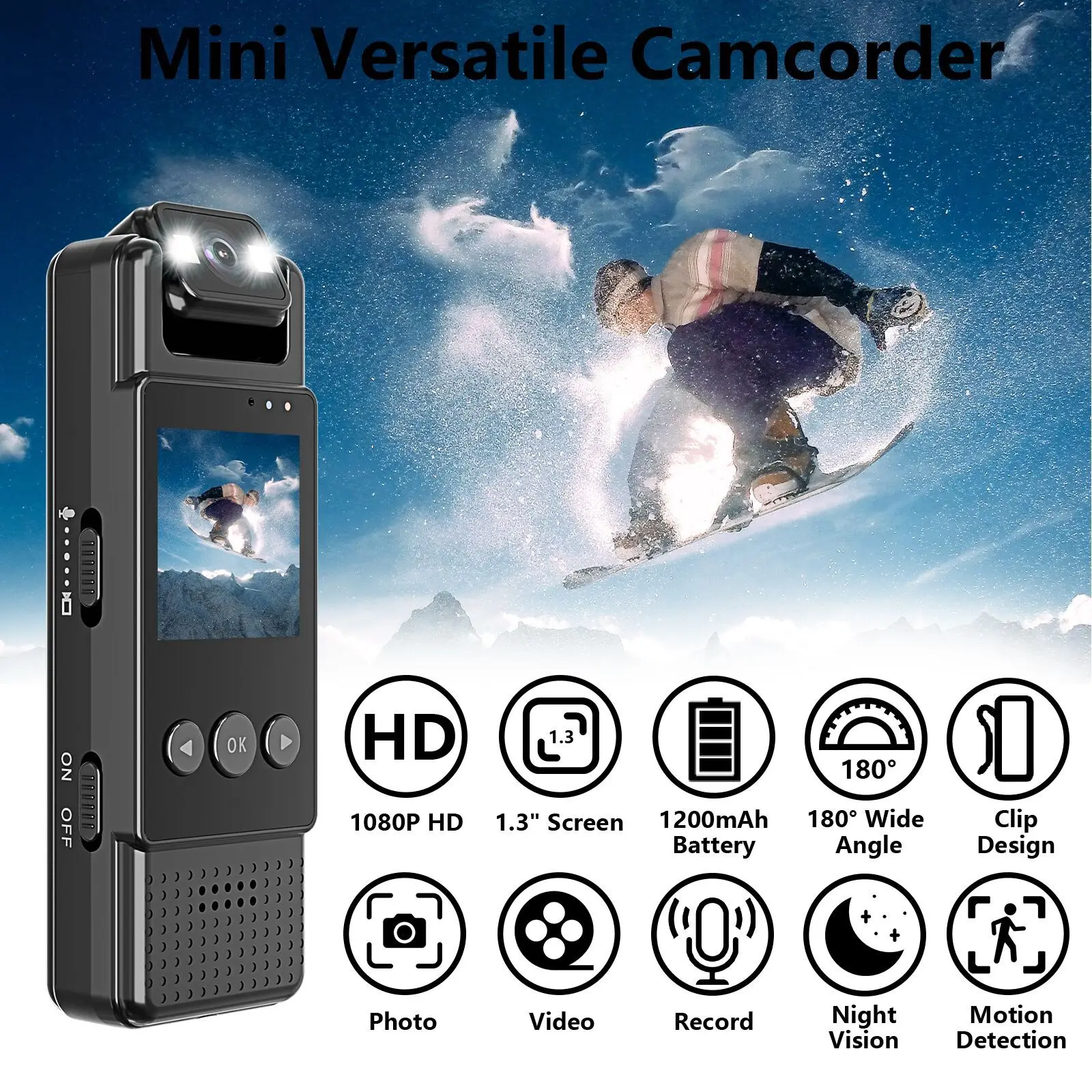 1080P WiFi Body Camera Mini Clip-on Câmera Filmadora Gravação de Áudio e Vídeo com 180 ° Detecção de movimento com visão noturna de lente giratória