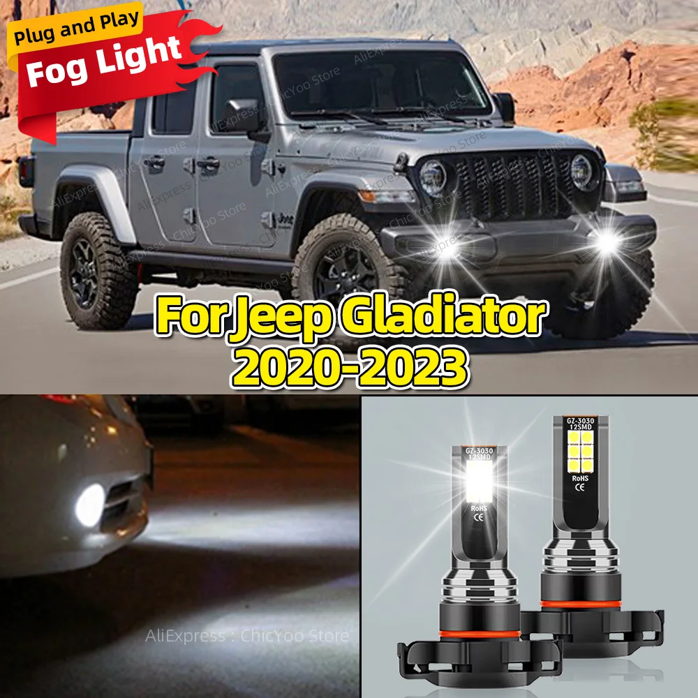 

2Pcs LED Car Front Fog Light Lamps Bulb For Jeep Gladiator 2020 2021 2022 2023 Auto Accessory 5202 Plug and Play