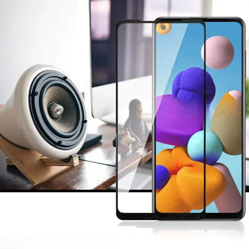 Protetor de vidro temperado para samsung galaxy a21s a217 a217f a217m, película de proteção total