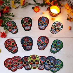 6pcs Halloween Skull Punk Pirate Iron on Embroidered Patches Gothic DIY Sewing Decor for Clothing Jacket Jeans Bag Accessories