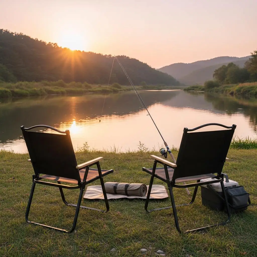 Ensemble de chaises pliantes portables pour l'extérieur - 2 chaises adaptées au camping, à la plage et aux pique-niques - design ergonomique, structure en métal léger