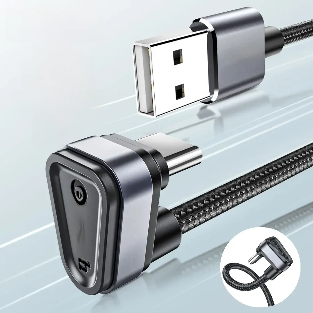 Elough Kabel USB typu C 2.4A Szybkie ładowanie 90-stopniowy przewód do ładowania gier dla Xiaomi Samsung Przewód do transmisji danych telefonu Kabel USB C — zdjęcie produktu 7