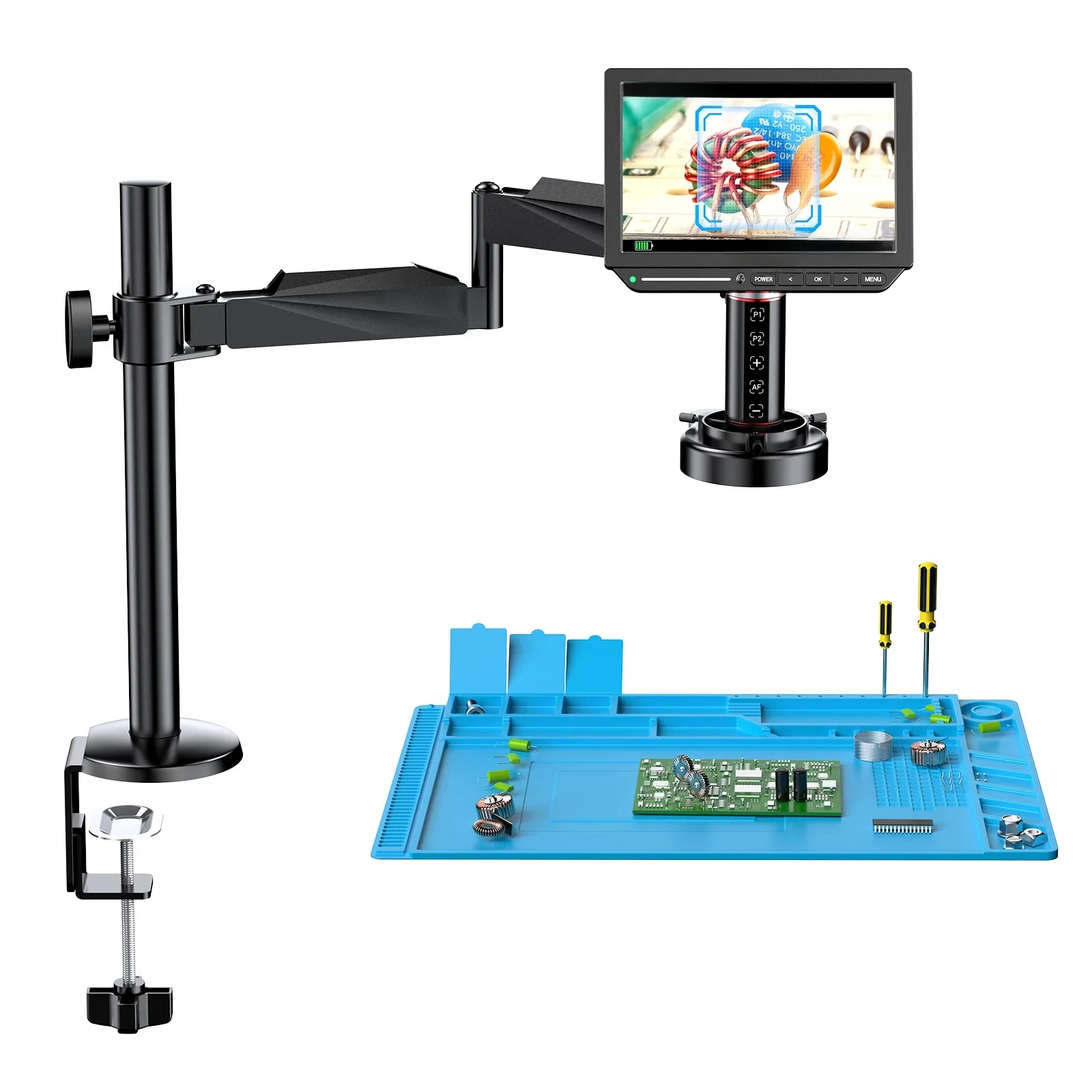 TOMLOV mikroskop cyfrowy z autofokusem 4K 2000X8 "TM4K-AF Flex Arm elektronika HDMI mikroskop lutowniczy do naprawy telefonów komórkowych — zdjęcie 2