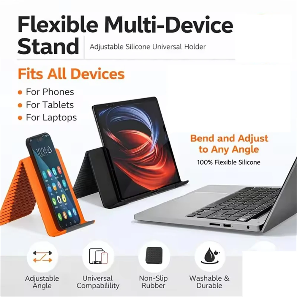 

Portable Foldable Silicone Phone Holder Bendable Freely into Any Shape Multi-Angle Adjustable Stand for Mobile Phone