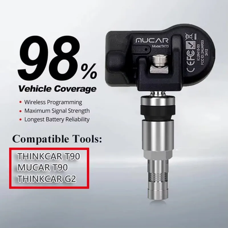 MUCAR S3 Sensor 315/433MHz Car TPMS Tire Pressure Sensor Activator Detector Tool Program Relearn Reset PK THINKCAR T90 S3