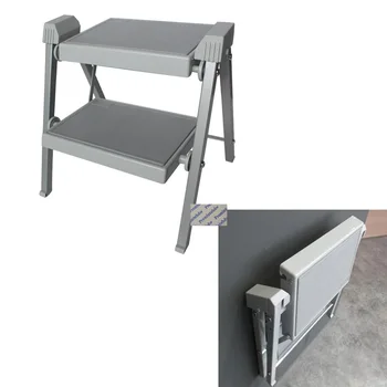 200Kg Metal 2 Step Foldable Folding Ladder Stool with Non-Slip Pedal Easy Storage Kitchen Bathroom Home