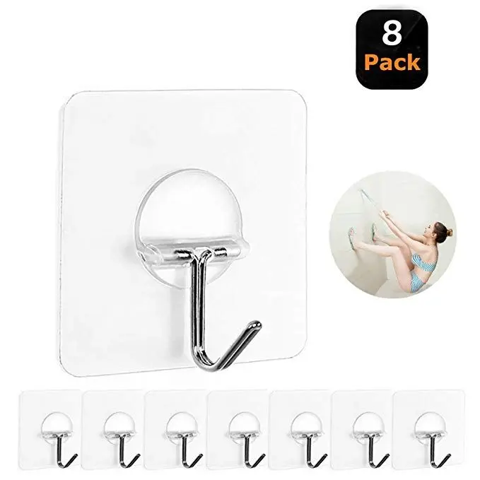 100 Pairs Multi-purpose Transparent Hooks Double-sided Adhesive Wall Hooks Waterproof Clothes Hats Hooks Kitchen Bath Door Hooks