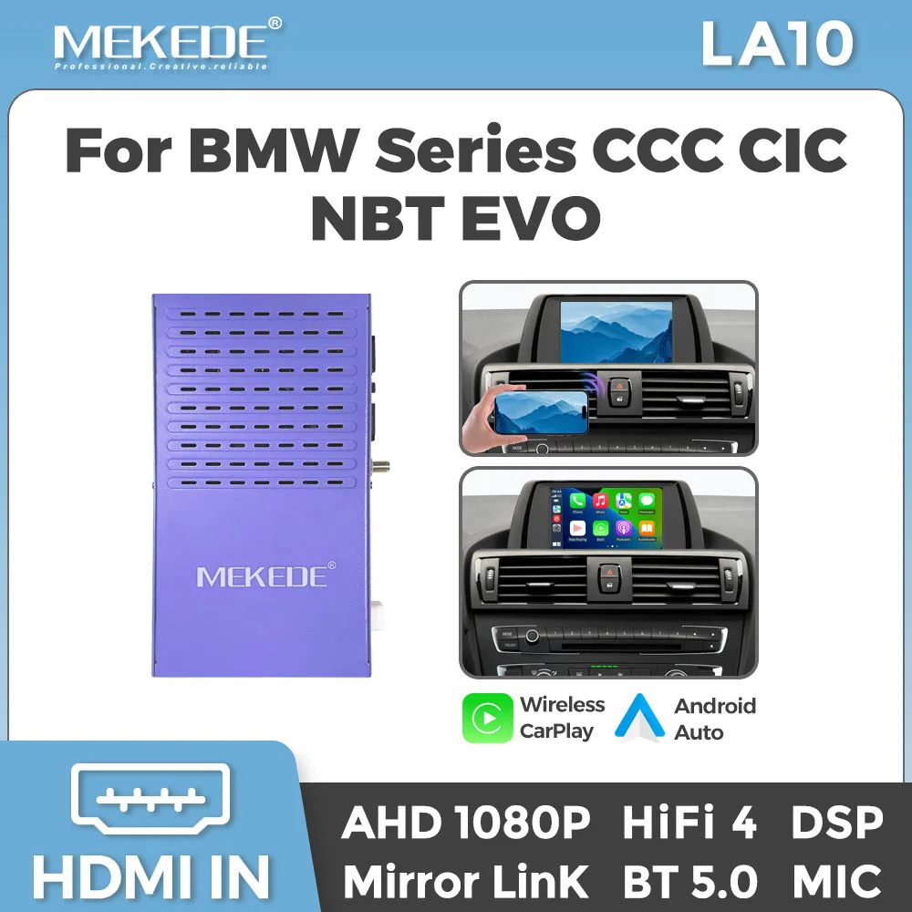 MEKEDE Android Auto Wireless CarPlay Decoding BOX HDMI IN Mirror Link BT für BMW F30 F31 F20 F21 F10 F01 E70 E71 E60 CCC CIC NBT