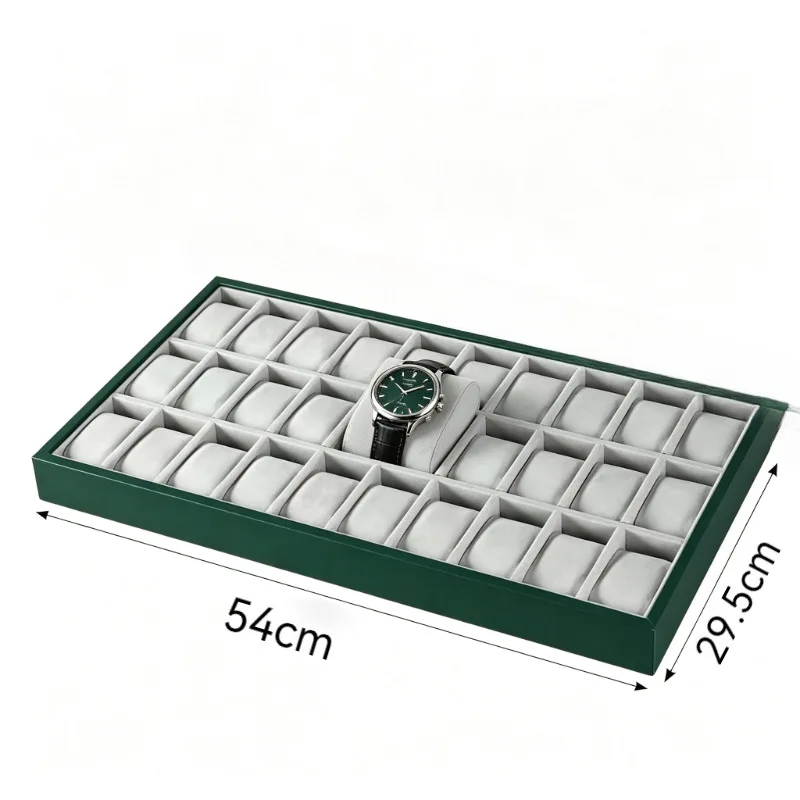 Green Watch Organizer Tray Wristwatch Storage Box Multi-Compartment Design Watch Display Tray for Market Vendors 6/12/24 Slots