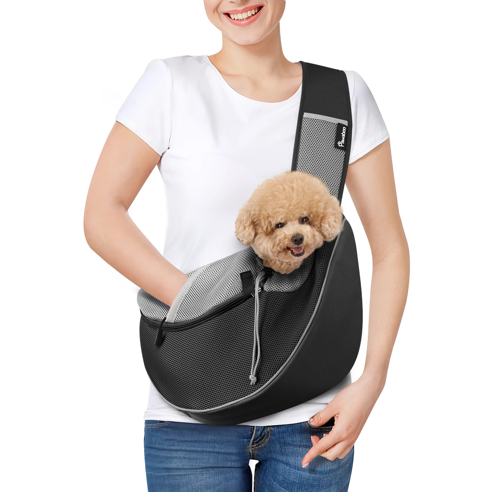 Pawaboo-Electrolux pour chien avec poche tactile à fermeture éclair, Electrolux en maille respirante mains libres pour chiot, sangle réglable pour les voyages en plein air