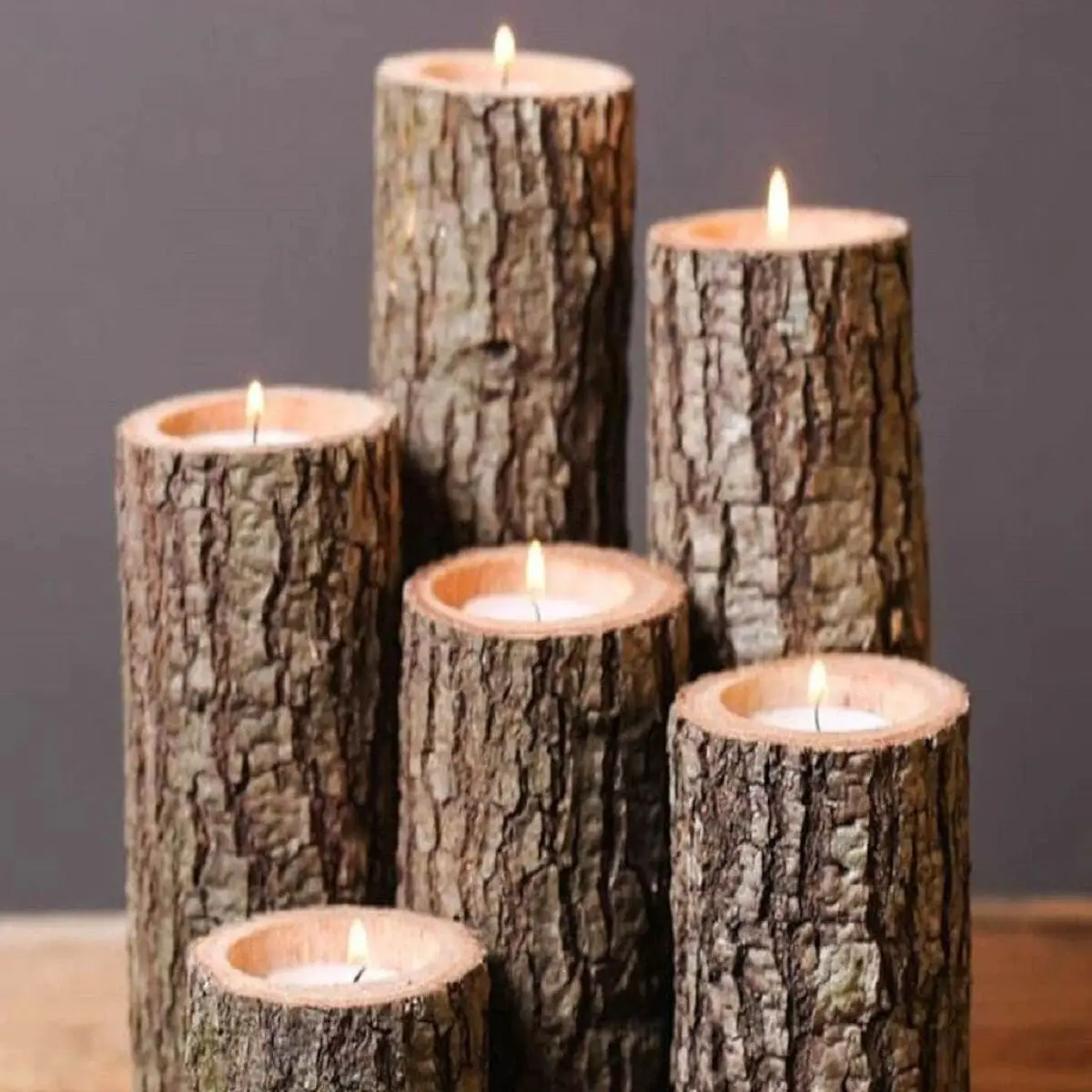 Natural Log Wooden Candle Holder Decorative Wooden Candle Holder 6 Pcs Decorative Gifts Home Office Design Yoga Relaxation