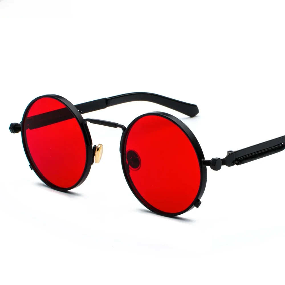 Peekaboo przezroczyste czerwone okulary przeciwsłoneczne męskie steampunk 2024 metalowa rama retro vintage okrągłe okulary przeciwsłoneczne dla kobiet czarne uv400 — zdjęcie 2