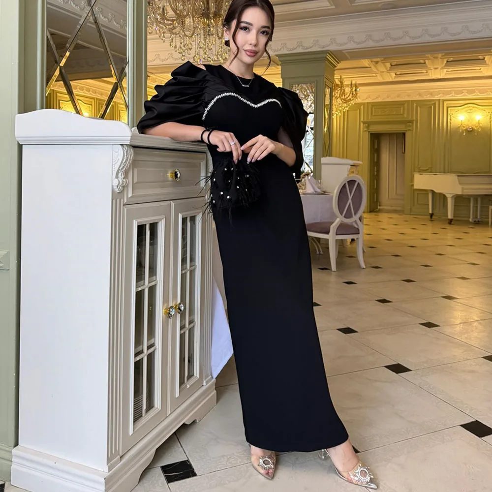 Customized Temperament Midi Dresses O-Neck Short Sleeves Ankle-Length Straight Elegant Evening Party فساتين للحفلات الراقصة