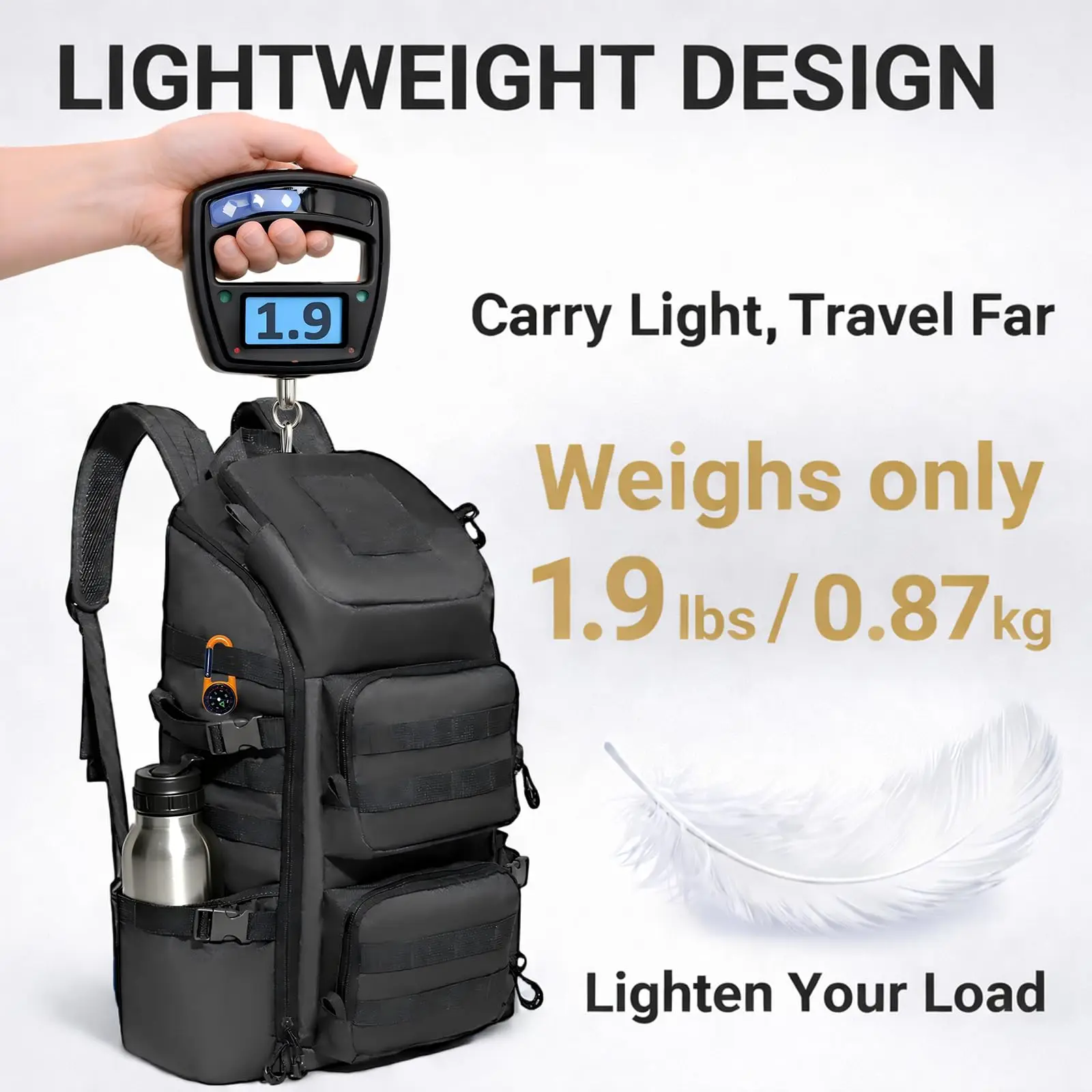 40L Large Backpack for Men Tactical Hiking Backpack with Laptop Compartment Waterproof Outdoor Camping Travel Daypack