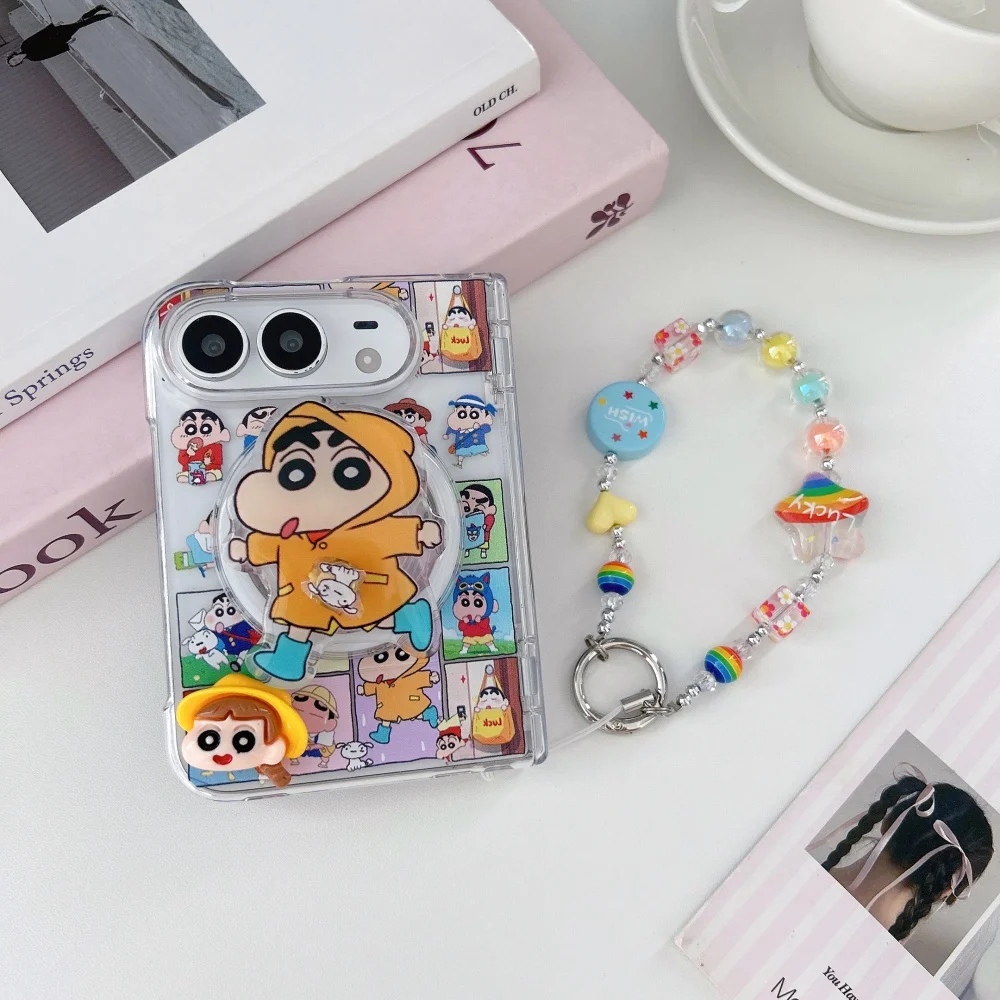 New Ins Cute 3D Cartoon Character Magnetic Phone Case for iPhone Duo with MagSafe Stand, Fashion Anti-fall Protective Set Kawaii