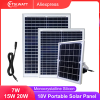 Monocrystalline Silicon Solar Panel 18V 7W 10W 15W 20W PV Module Solar Cell Portable PV Panels With 3m Cable for Outdoor Camping