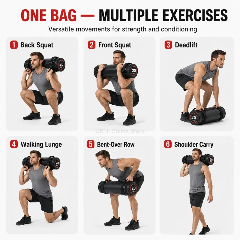 5-30KG Leerer Fitness Power Bag Ungefüllter Sandsack für Kniebeugen Krafttraining Heimfitnessgeräte – Detail 8