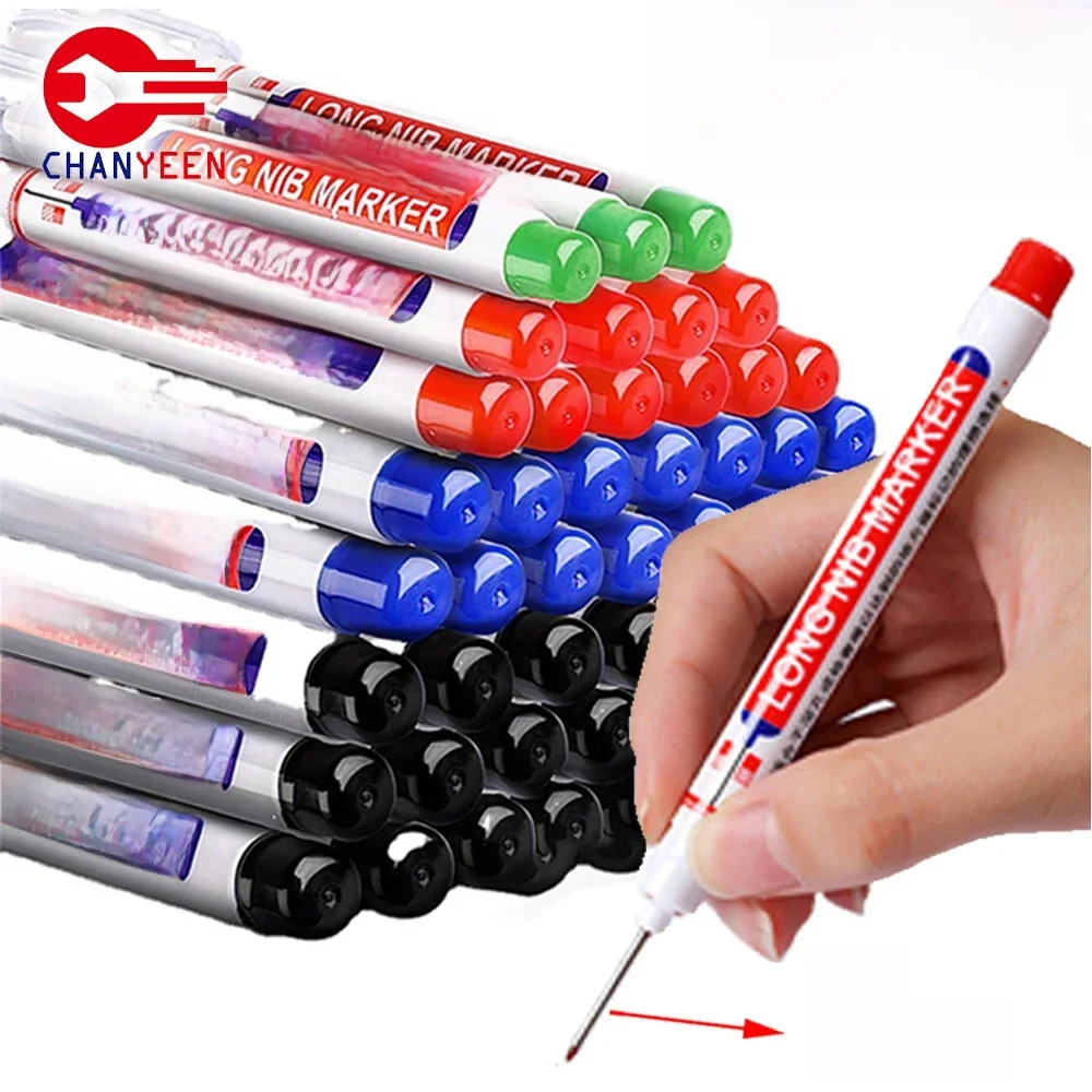 4-80 szt. 2cm wodoodporne markery z długą główką marker z głębokim otworem do metalu stolarz czerwony/czarny/niebieski/zielony atrament narzędzia do obróbki drewna — zdjęcie 2