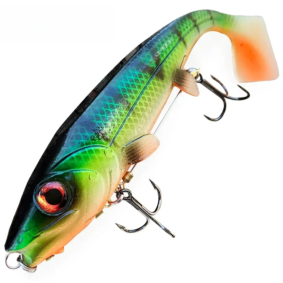 Spinpoler Big Fish Weicher Angelköder mit Stinger Rig Hakenset 14 cm/18 cm Jigging Trolling für Salzwasser-Meeresangelgerät Pesca