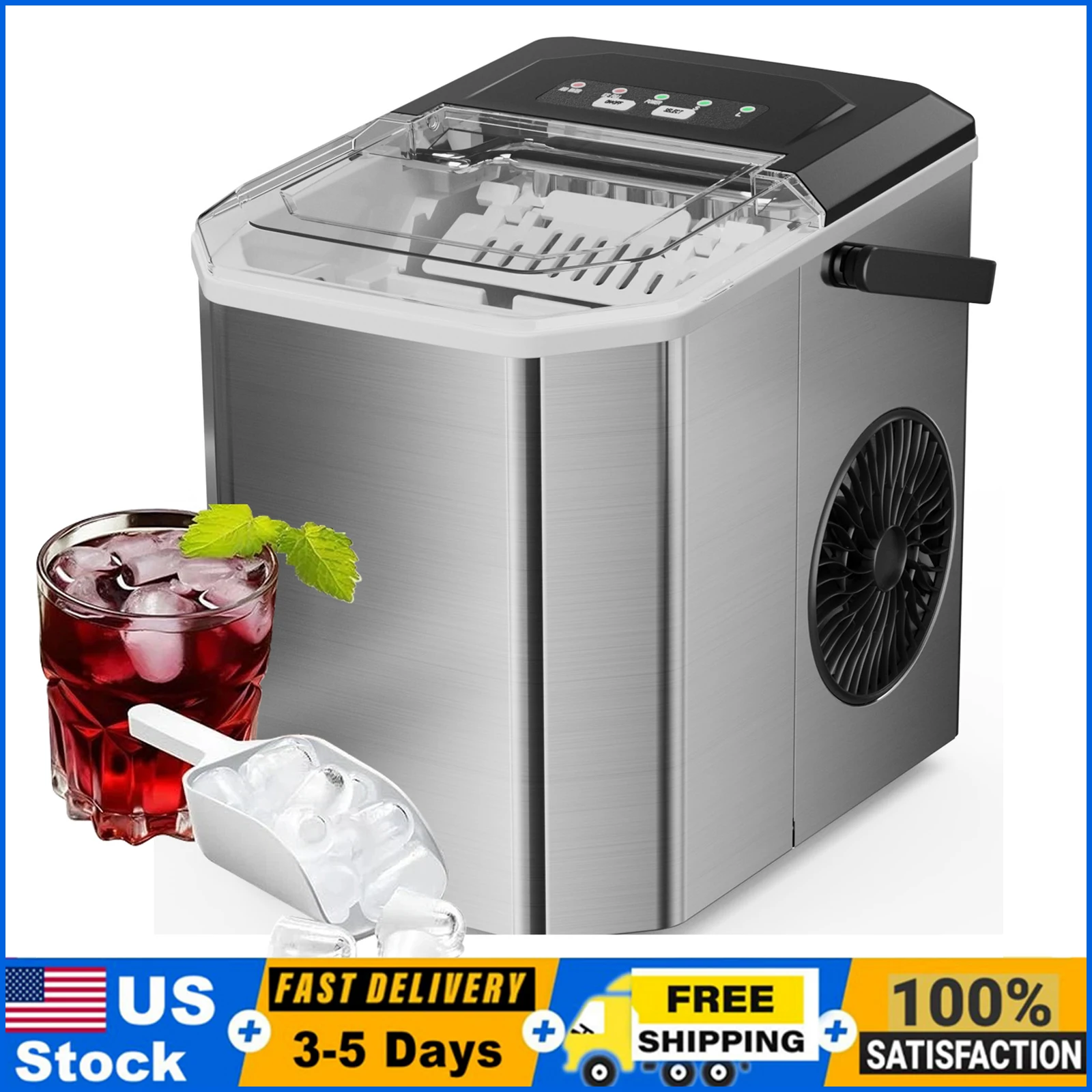 

Portable Ice Maker Countertop with WiFi, 9 Cubes Ready in 6 Mins, 28lbs/Day, Self-Cleaning Ice Machine with Ice Scoop and Basket