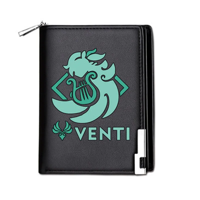 

Genshin Impact Klee Zhongli Xiao Cosplay PU Leather Student Coin Purse Anime Folding Wallet Men Women Game Fashion Notecase Gift