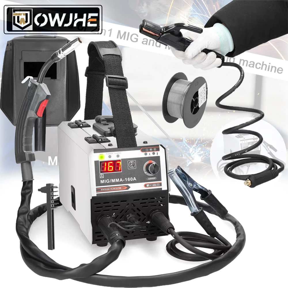 OWJHE Saldatrici MIG MMA 2 in 1 Saldatrici con gas Schermate e Saldatura manuale Saldatrici multiuso IGBT con inverter a corrente continua