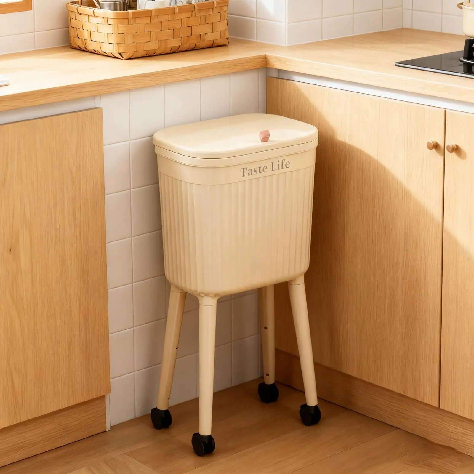 

Кухонный мусорный бак с высокими ножками, универсальная мусорная корзина, роскошный мусорный бак с колесами, современный стиль, мусорная корзина для спальни, кухни, дома