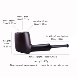 MUXIANG small hammer tobacco pipe Smoking Pipe handmade briar wood portable pipe short straight handle desktop briar pipe gift