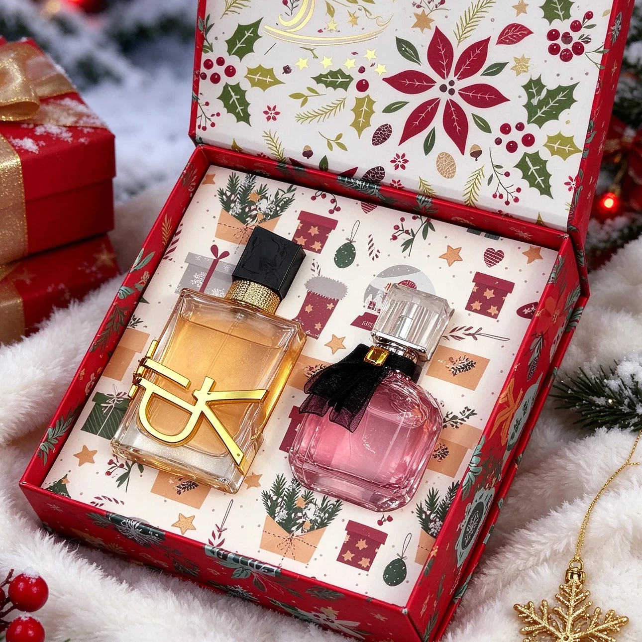 Women Perfume Set 2 Bottles Long Lasting Fragrance Christmas Gift Box Floral Scent Eau De Parfum for Lady Valentine Birthday Present