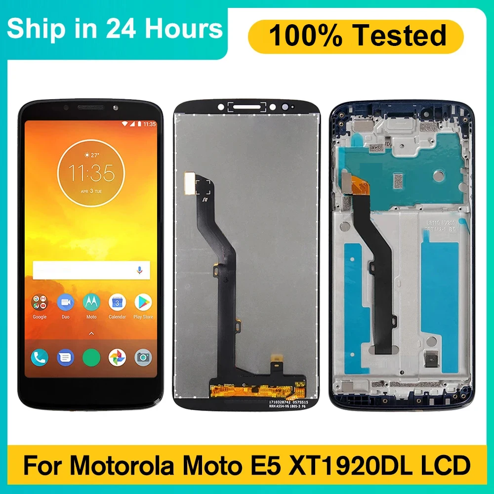 Screen For Motorola Moto E5 LCD Display Touch Screen Digitizer Assembly Replacement, For MotoE5 XT1920DL, XT1920-DL with Frame