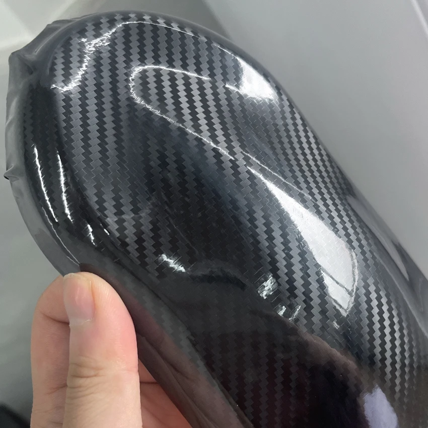 Width 30/50cm 5D Glossy Black Carbon Vinyl Wrap, Free Squeegee Tool, Stretchable Waterproof Car Modification Film