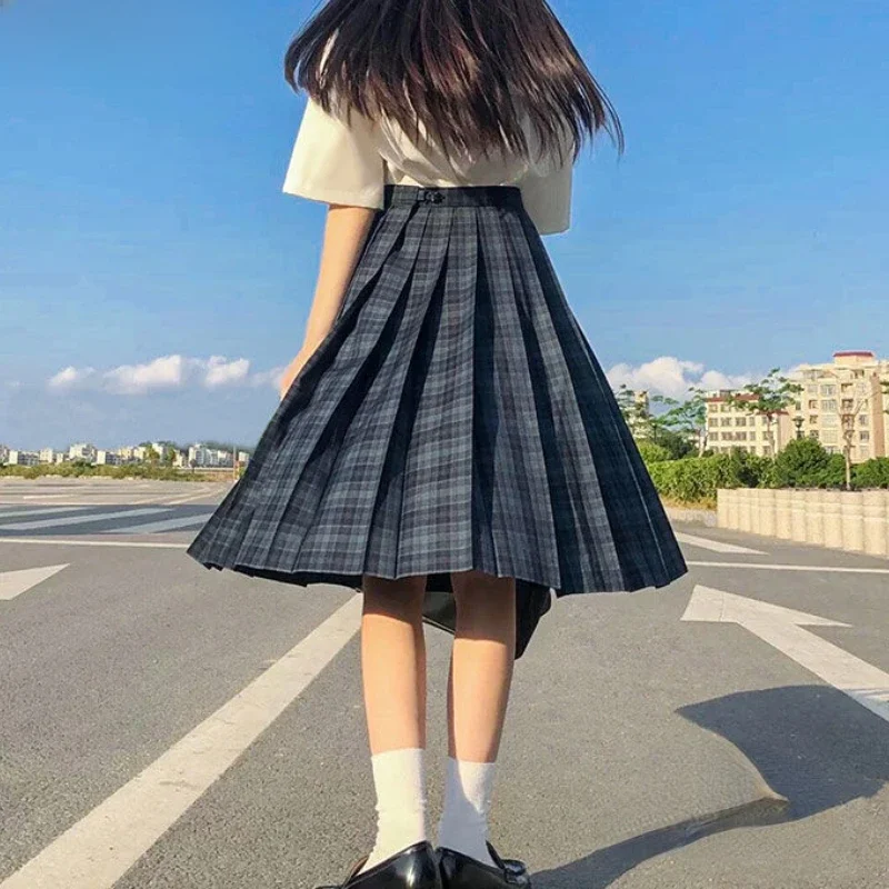Plisowane spódnice damskie japoński styl Preppy Plaid Faldas Kawaii uczennice szykowna wiosna jesień wysoka talia moda młodzieżowa na wszystkie mecze — zdjęcie 2
