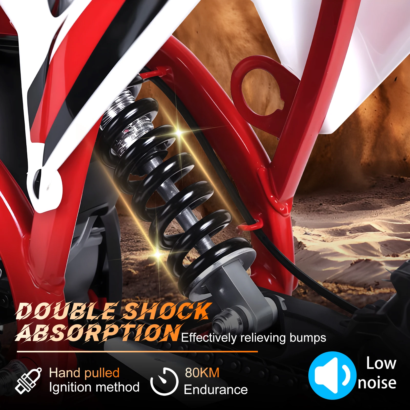 어린이 더트 바이크, 가스 동력 오프로드 오토바이, 비치 모토크로스, 10 인치 바퀴, 유압 완충기, 49cc 4 스트로크