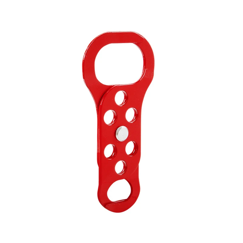 Double-End Steel Safety Lockout Hasp Jaw Clearance 6 Holes Red Whole Coated Metal Multiple Inoperative Hazardous Energy Control