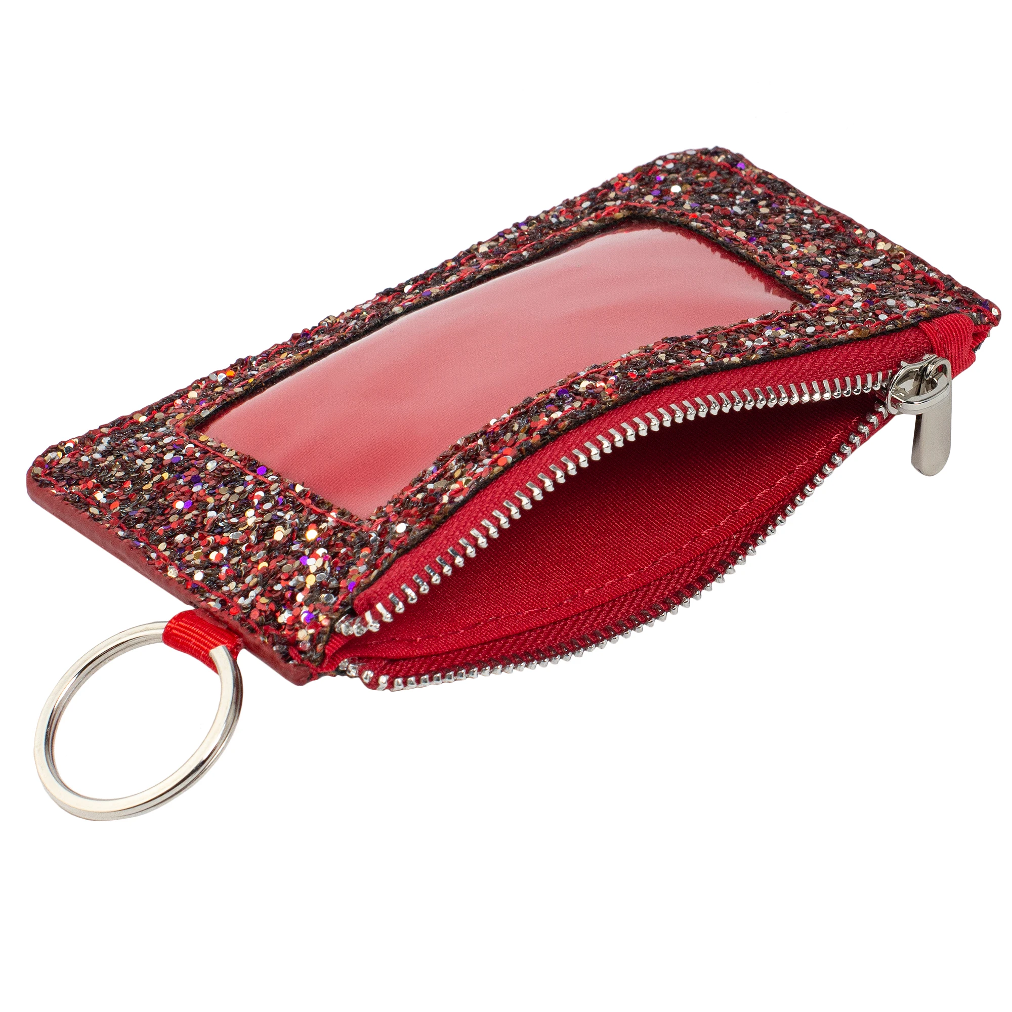 Sybarrific Glitter Zip ID Case Wallet, Lanyard Wallets for Women, Sparkly Purses, Keychain, Sparkle Purse, Coin Pouch