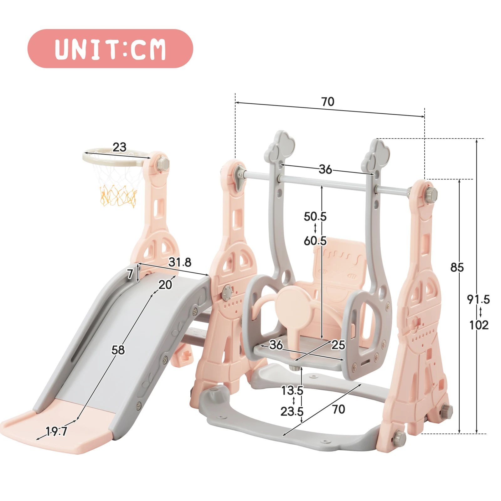 شرائح أطفال 4 في 1 مع سلم تسلق، طوق كرة سلة، نفق منزلق ولعب، للأطفال من عمر سنة واحدة، داخلي وخارجي