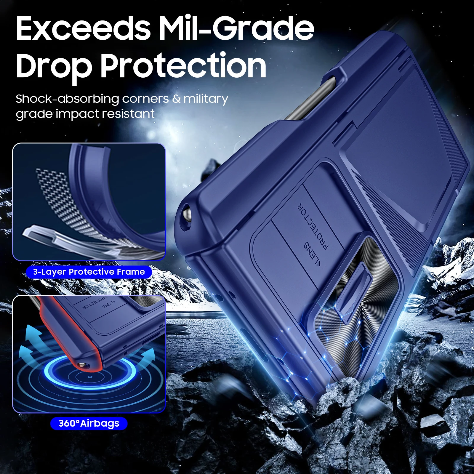 For Galaxy Z Fold 6,Goddess Day gift Back Card Pack,Integrated Pen Slot,Full Coverage 9H Protective Film,Shockproof Phone Case view 6