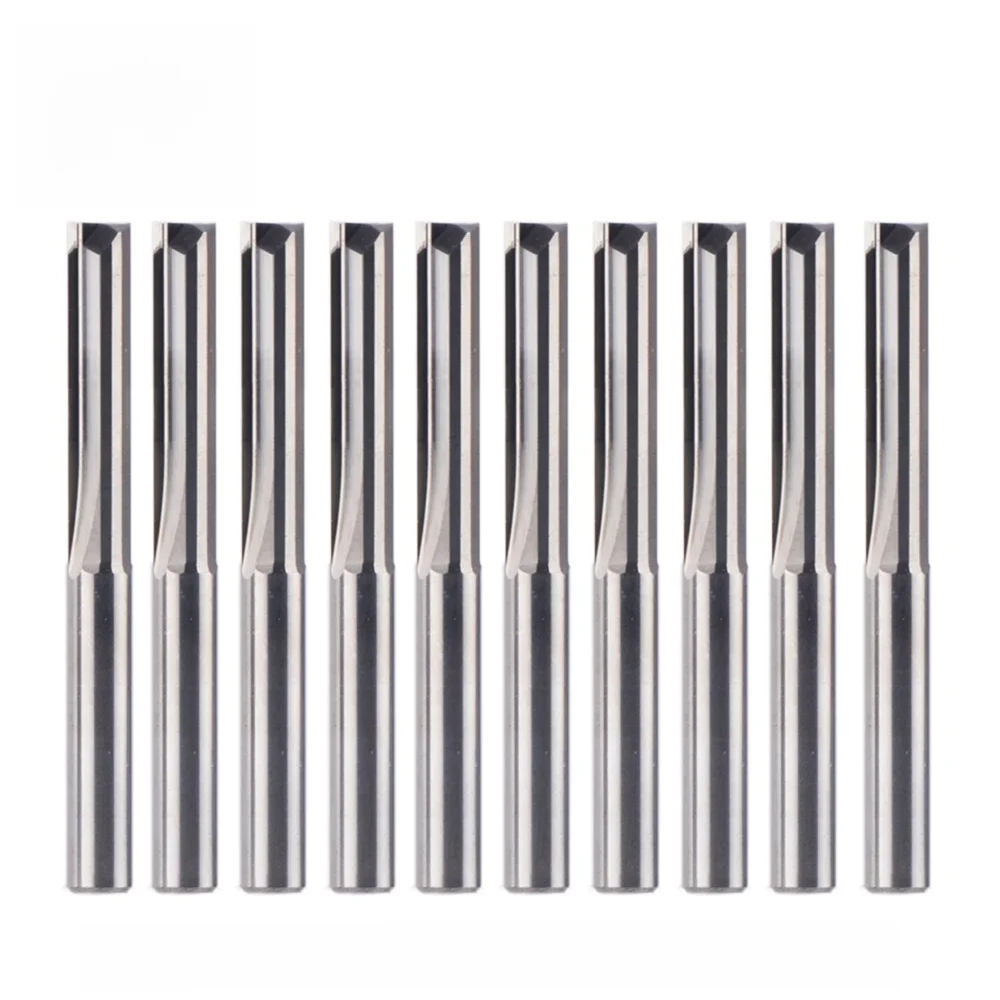 Dreanique 10pcs/lot 3.175mm Shank 2 Flute carbide Carbide End Mill CNC Router Bit Engraving Bit Straight Slot Milling Cutter
